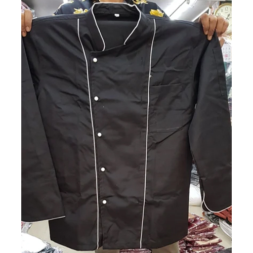 Men's Black Chef Coat - Cotton Material, Trendy Button Style | Modern Design for All Seasons