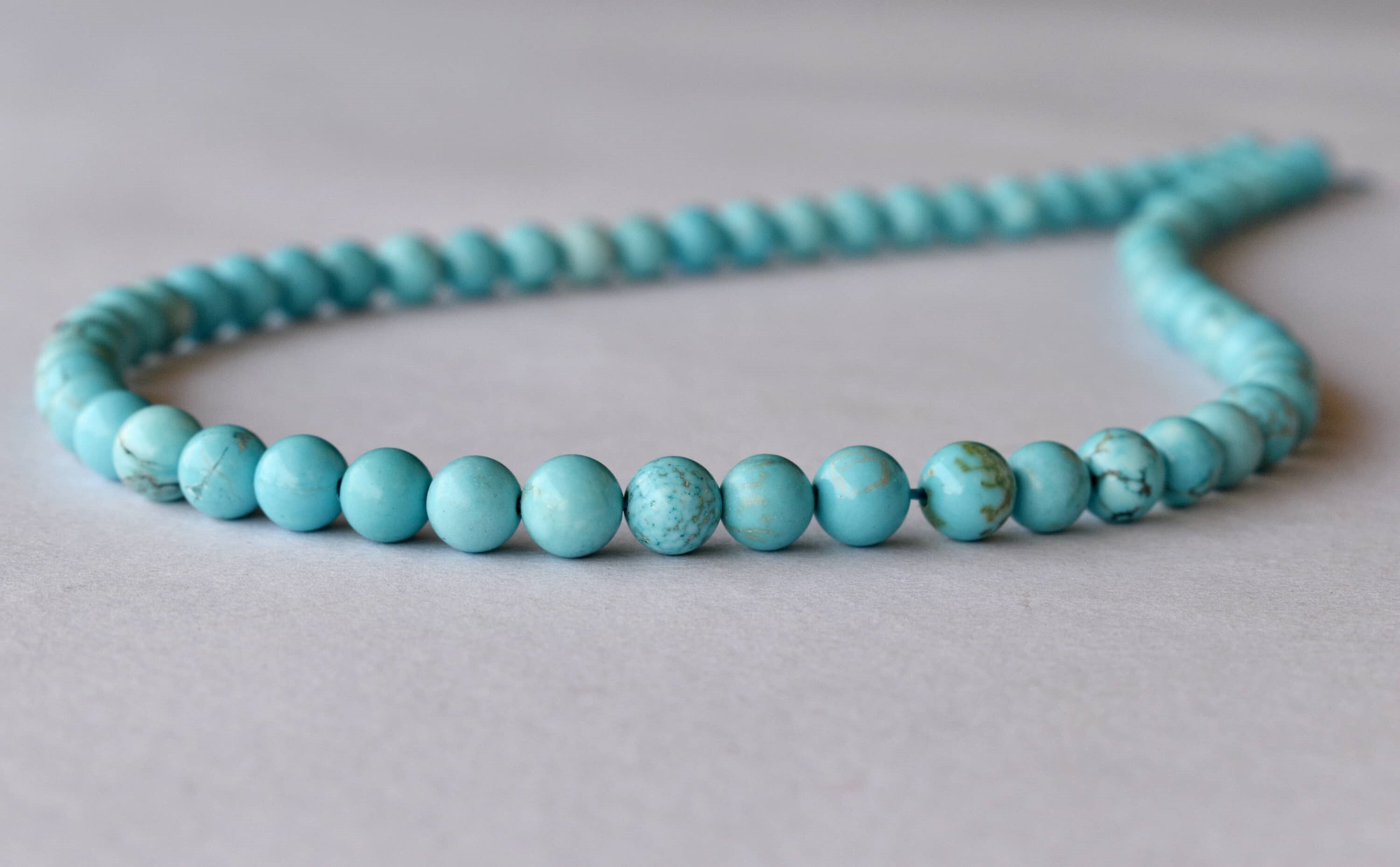 8mm Turquoise Howlite Beads - 14.5 Inches, Polished Stone Beads For Necklace, Party Wear Jewelry | Unique Round Shape, Natural Material, Hand-selected