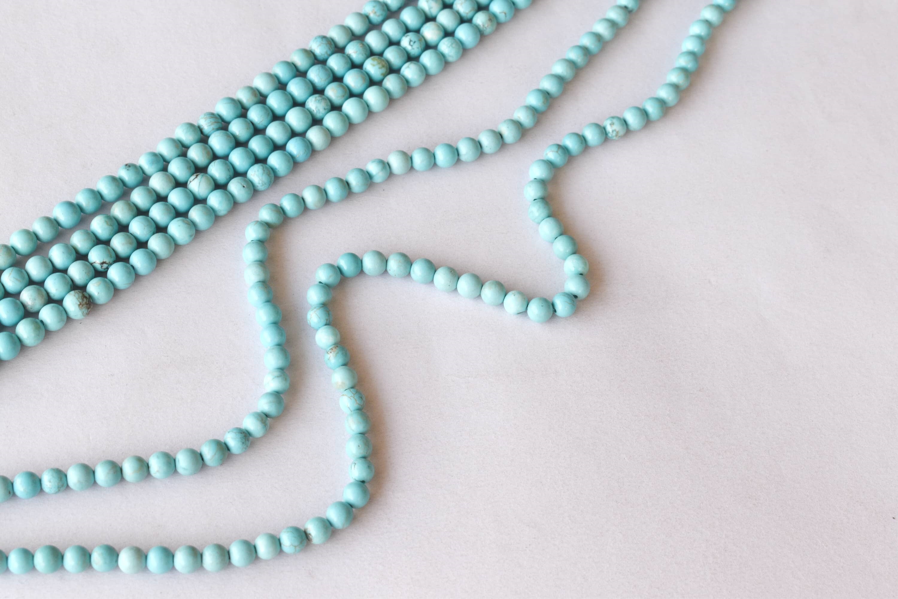 8mm Turquoise Howlite Beads - 14.5 Inches, Polished Stone Beads For Necklace, Party Wear Jewelry | Unique Round Shape, Natural Material, Hand-selected
