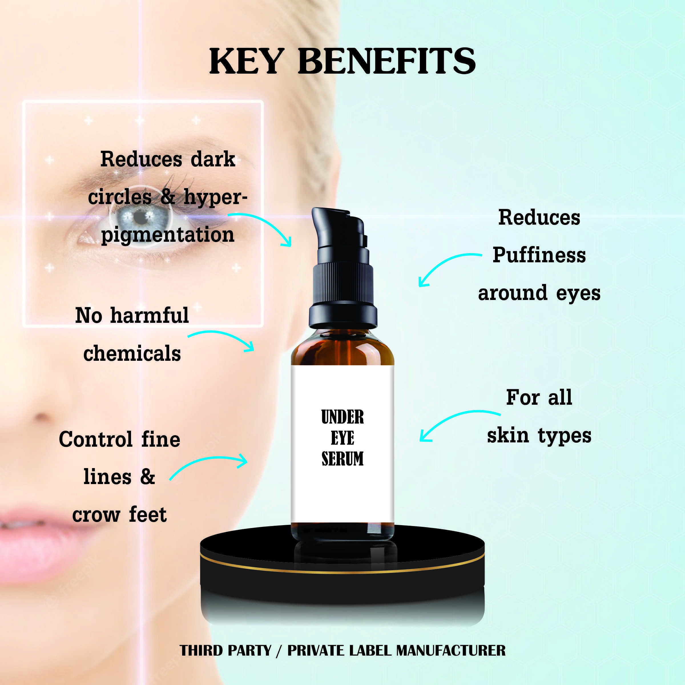 Caffeine & Retinol Under Eye Serum - 5% Caffeine Lightweight Liquid Formula | Reduces Dark Circles Puffiness Fine Lines And Wrinkles