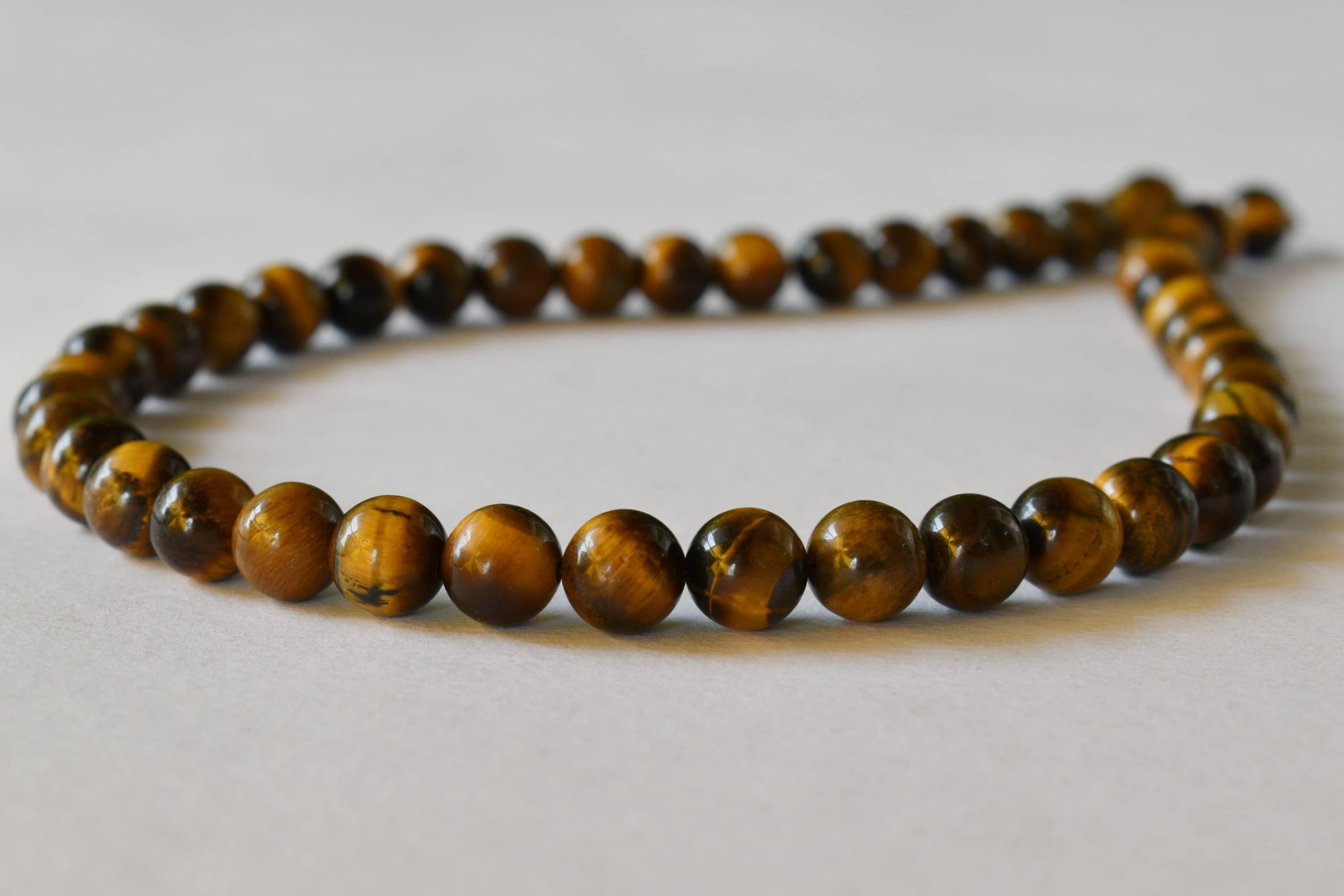 8mm Tiger Eye Beads Beads For Necklace Gemstone Jewelry - 14.5 Inch Strand Polished Round Beads Natural Stone With Unique Specks