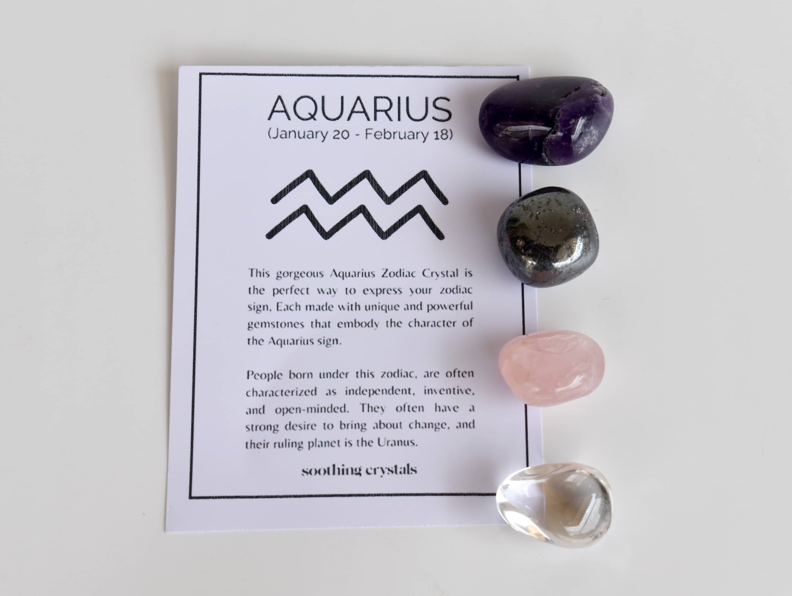 Aquarius Zodiac Crystal Kit, Gemstone Zodiac Gift Set - Grade: Aaa