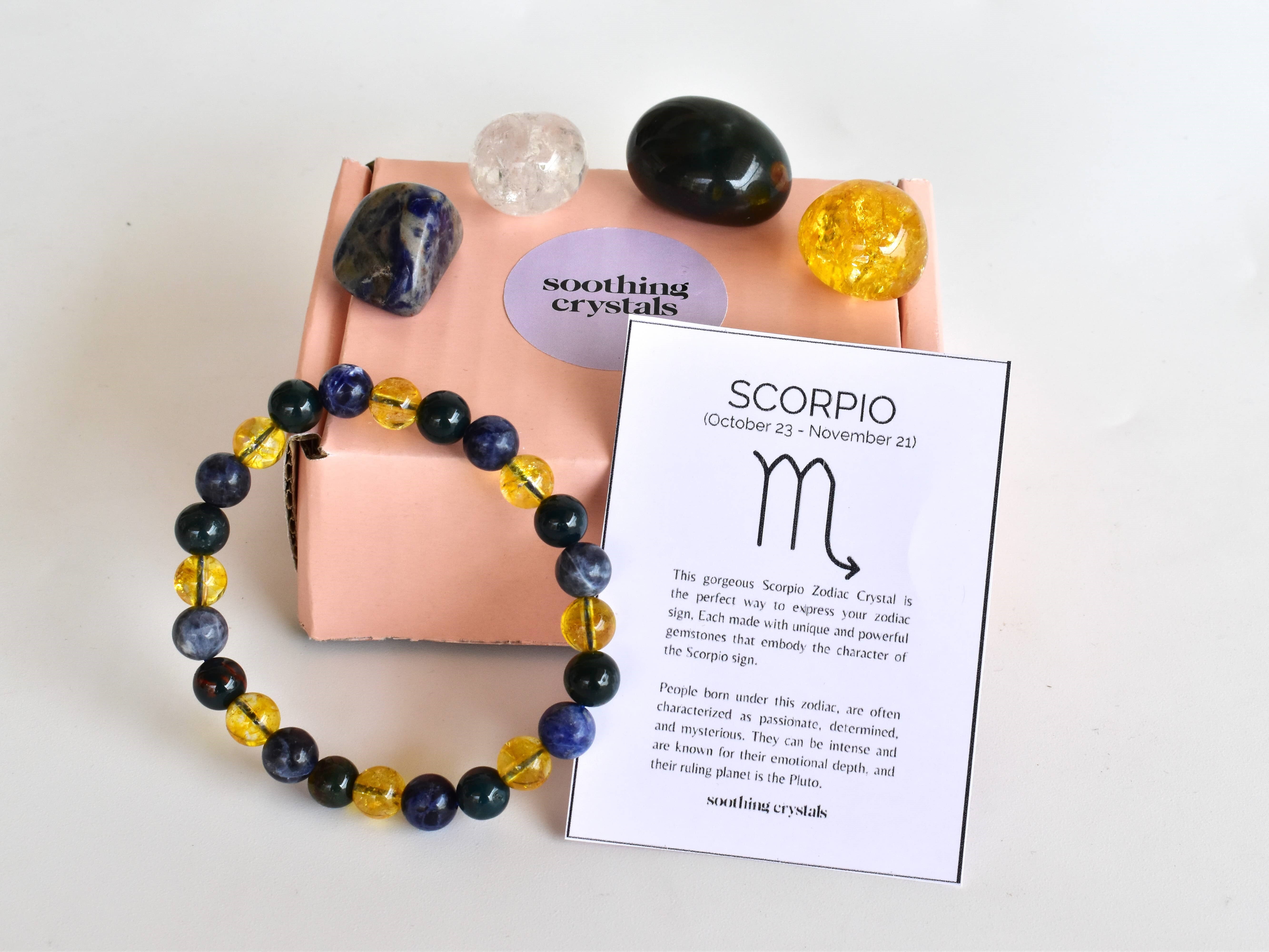 Scorpio Zodiac Crystal Kit, Gemstone Zodiac Gift Set at INR