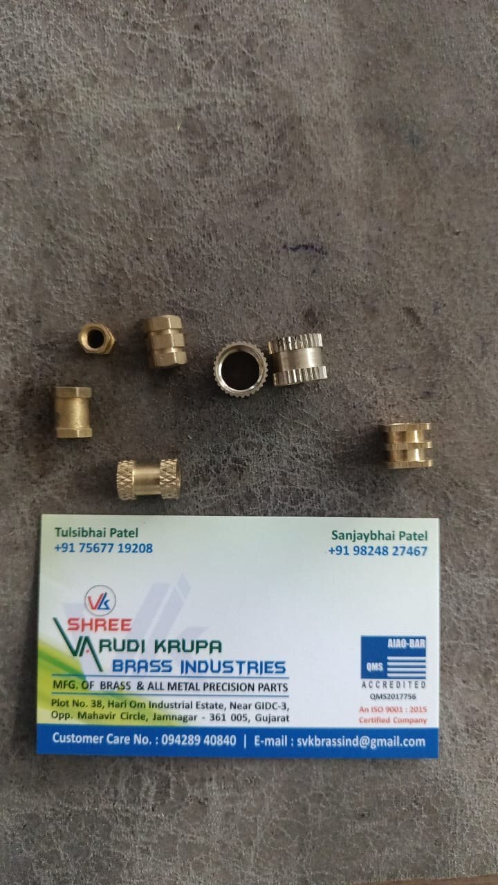 Brass Moulding Inserts - 0.05mm Tolerance, Golden Polished Finish With Nitric Wash Treatment | Ideal For Industrial Moulding Applications