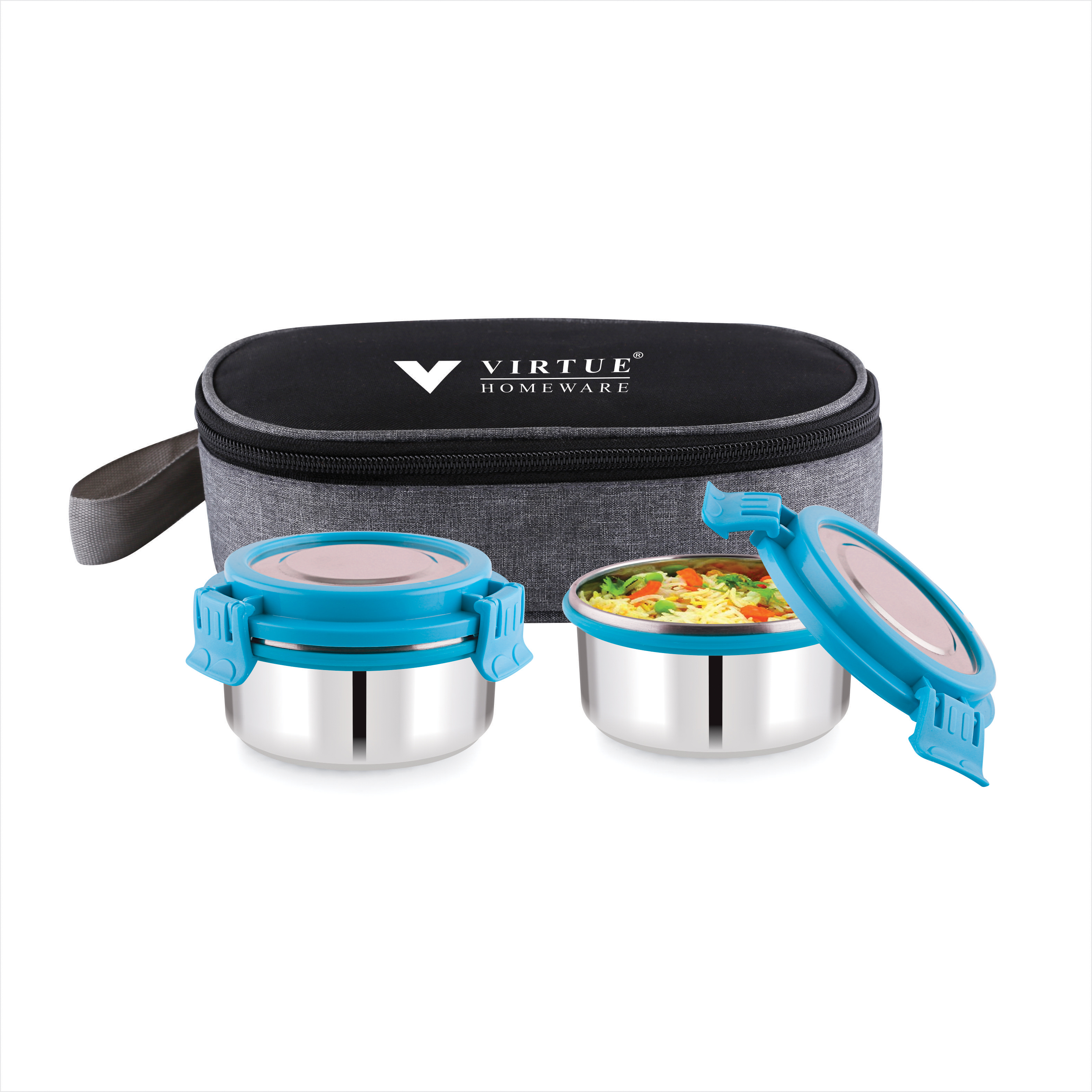 Virtue Homeware - Stainless Steel Lunch Pack 2pcs Set | 100% Airtight, Easy To Carry Bag