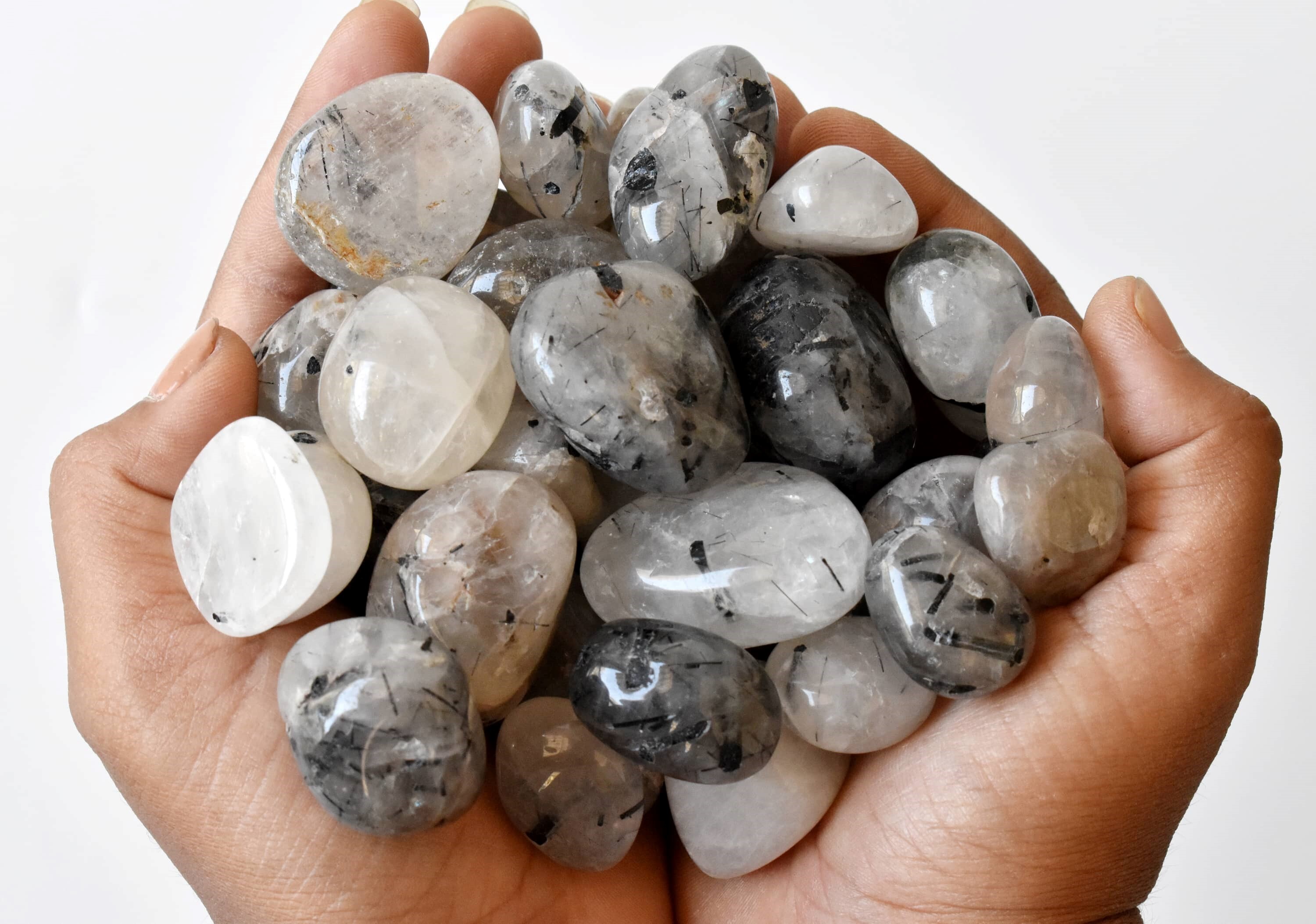 Black Rutile Tumbled, Healing Crystal Tumbled Stones - Grade: Aaa