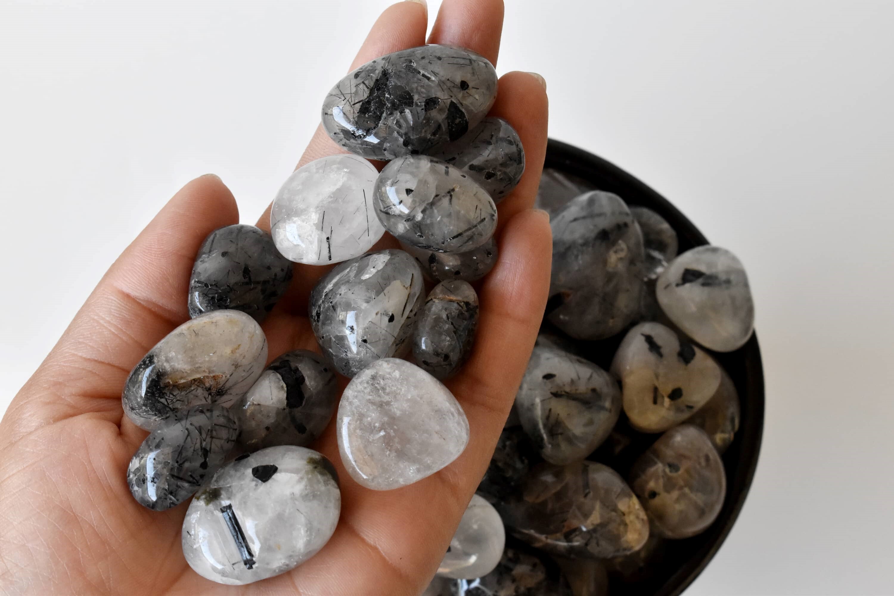 Black Rutile Tumbled, Healing Crystal Tumbled Stones - Grade: Aaa
