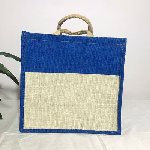 Blue And Grey Jute Bag - Durable Jute Material, Customizable Design, Flexiloop Handle, Versatile Color Options for Shopping & Essentials
