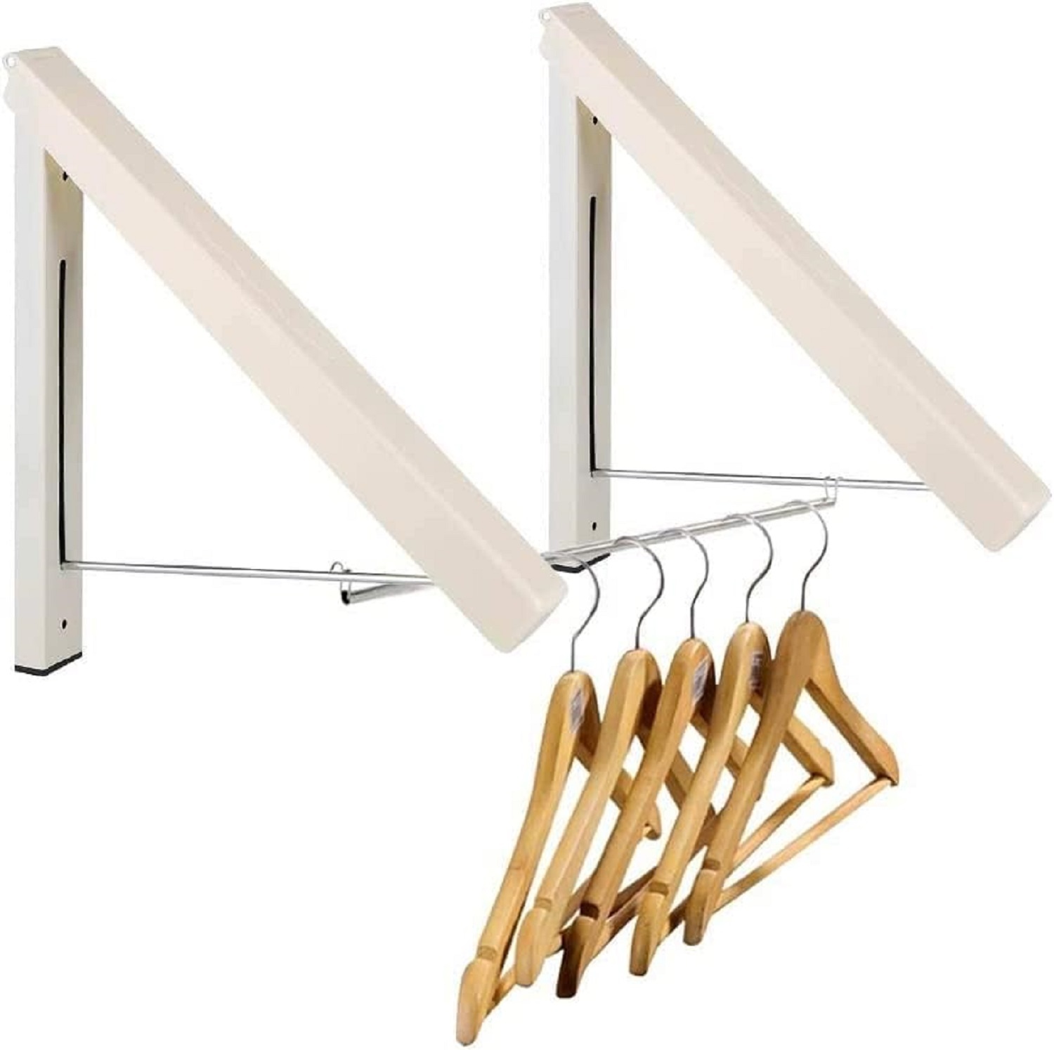 1 Pc Wall Mounted Cloth Hanger - Stainless Steel, Foldable Design For Indoor Use | Space-saving, Easy Wall-mounting, Ideal For Bedrooms And Bathrooms