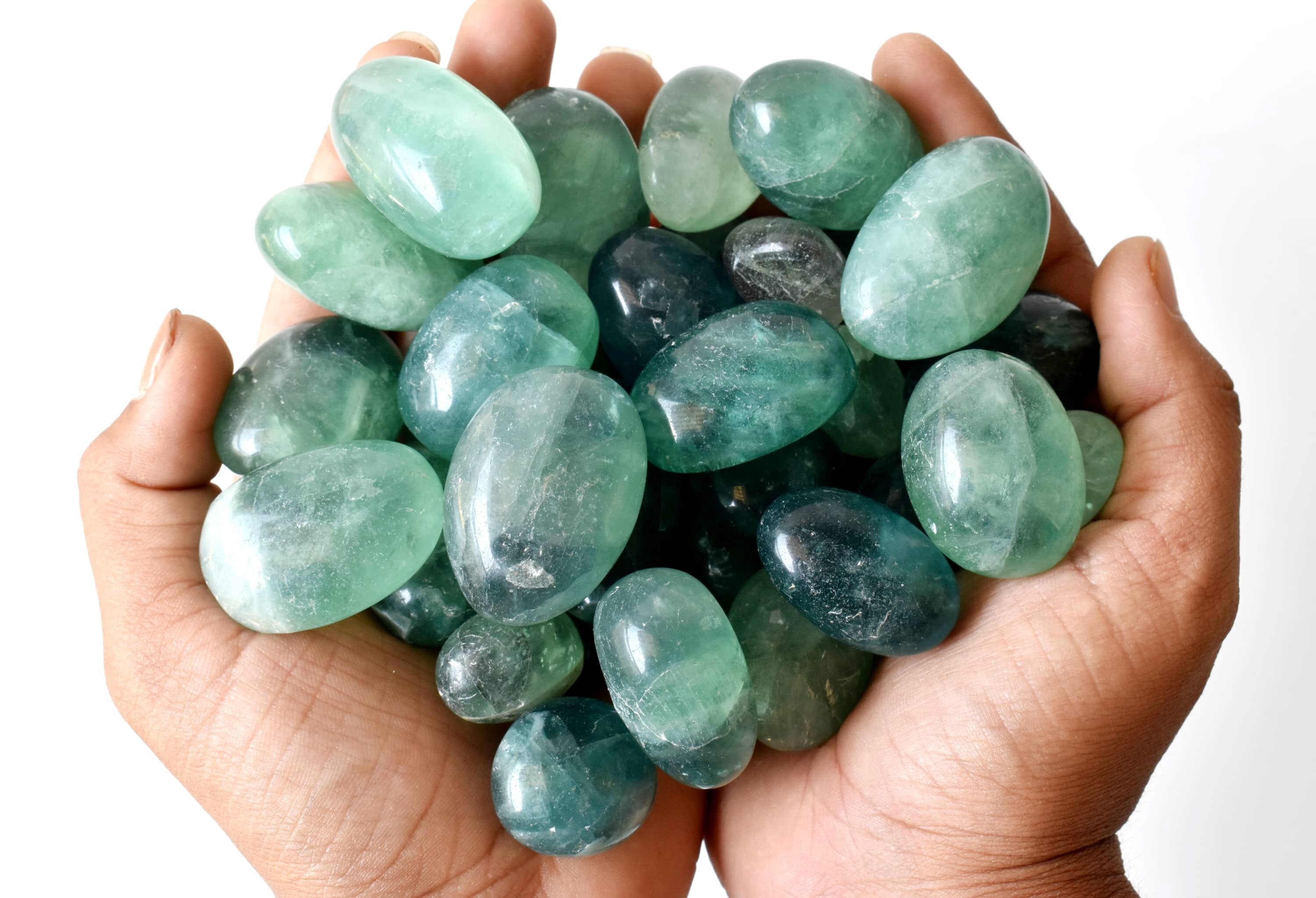 Green Fluorite Tumbled, Healing Crystal Tumbled Stones - Grade: Aaa