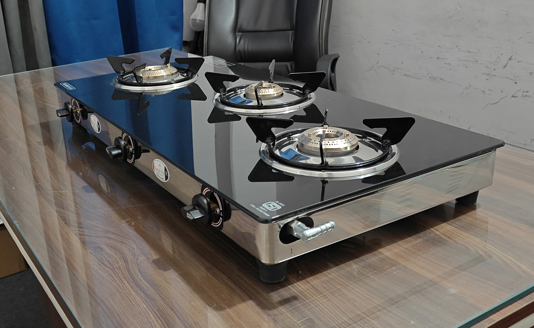 3br Direct - Full Size Glass With Ss Frame Jumbo (Brass Burner) - 3417 - Economy 3