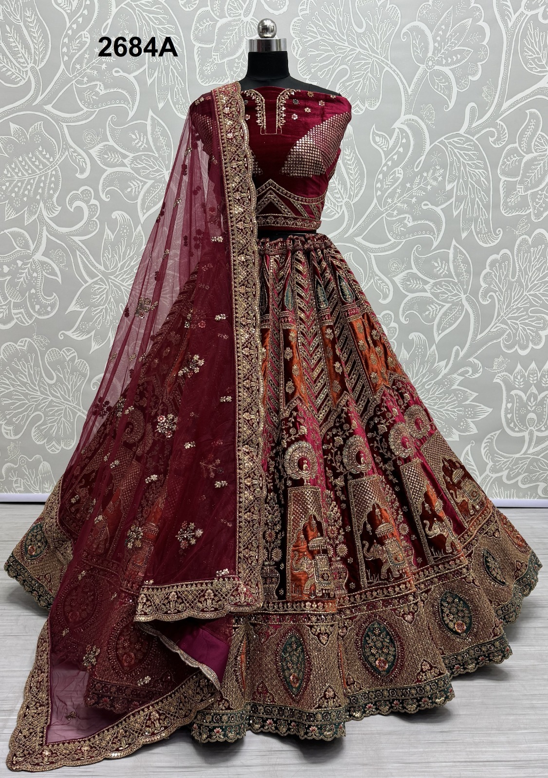 Velvet Lehenga  Wedding Wear