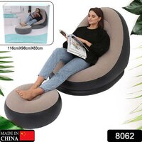 Inflatable Chairs For Adults With Ottoman Portable Inflatable Couch With Flocked Blow Up Air Chair For Indoor Living Room Bedroom Outdoor Travel