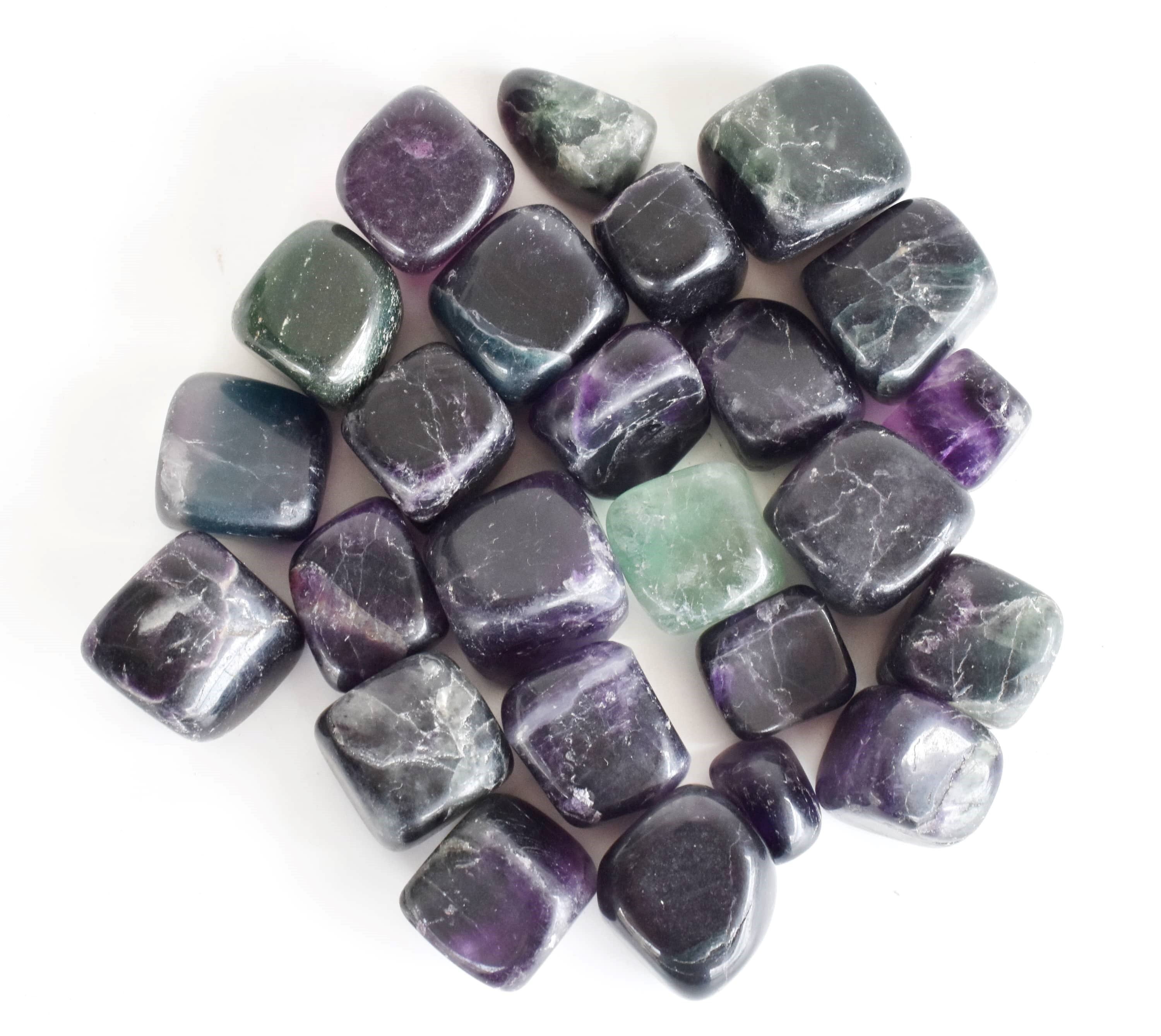 Multi Fluorite Tumbled, Healing Crystal Tumbled Stones - Grade: Aaa