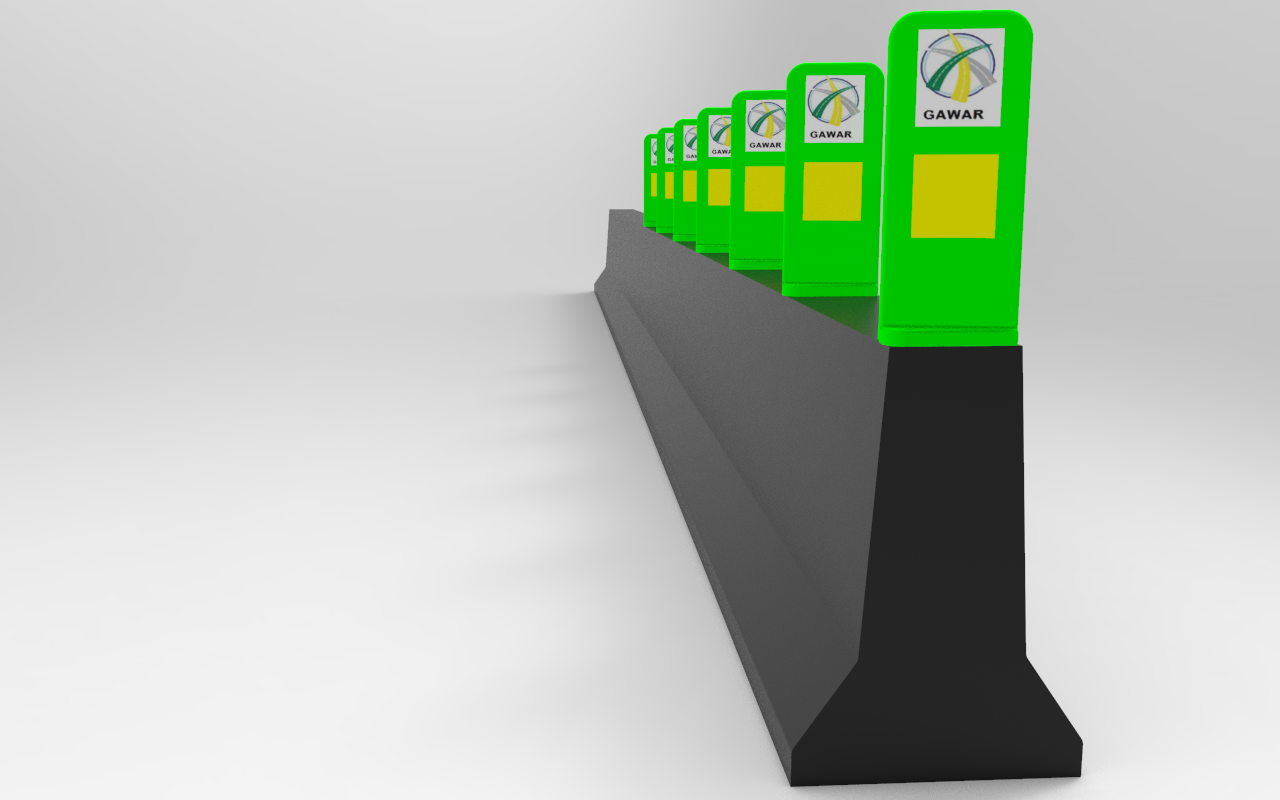 Green Antiglare Road Safety Barrier - Lldpe Material, 600mm Height X 255mm Length, Uv Stabilized Green Color, Rectangle Shape With 100mm X 100mm Sticker Pasting Slot