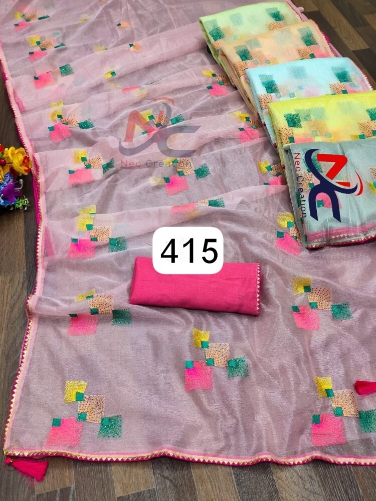 Art Silk Saree - 6.30 Meter Length, Full Fancy Embroidered Design | Light In Weight, Quick Dry, Washable, Unstitched Blouse Piece, Perfect Yarn Count