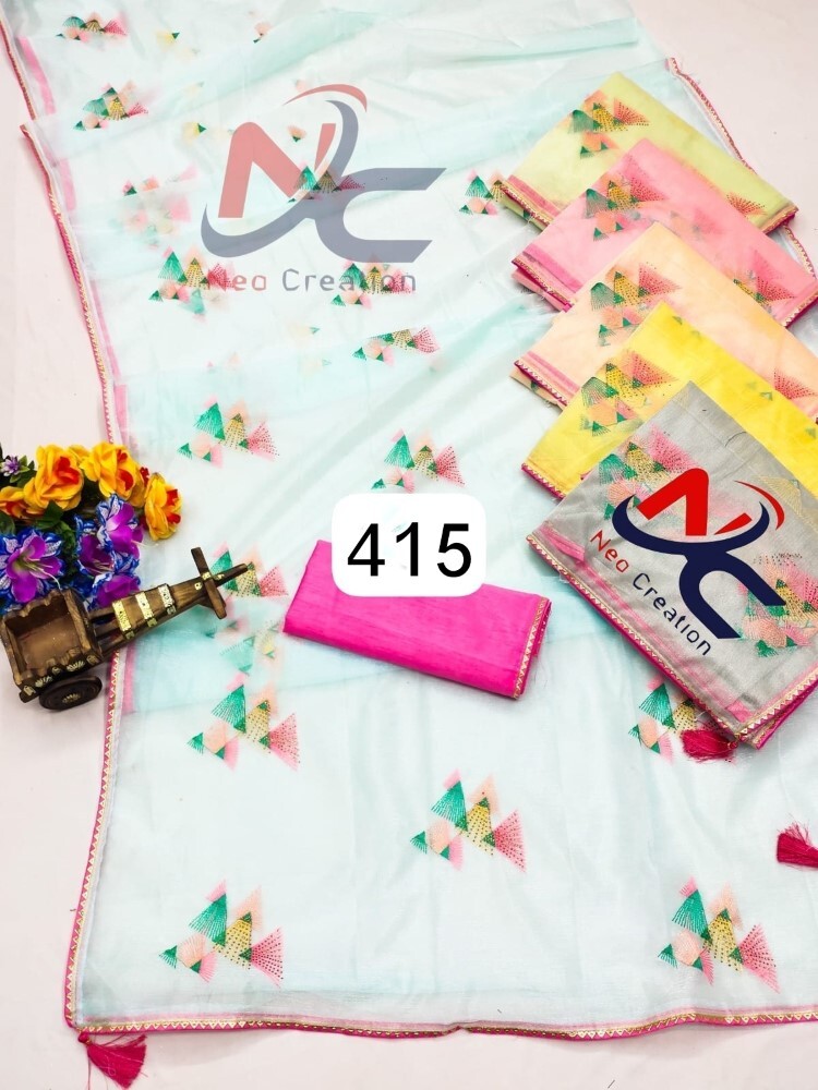 Art Silk Saree - 6.30 Meter Length, Full Fancy Embroidered Design | Light In Weight, Quick Dry, Washable, Unstitched Blouse Piece, Perfect Yarn Count