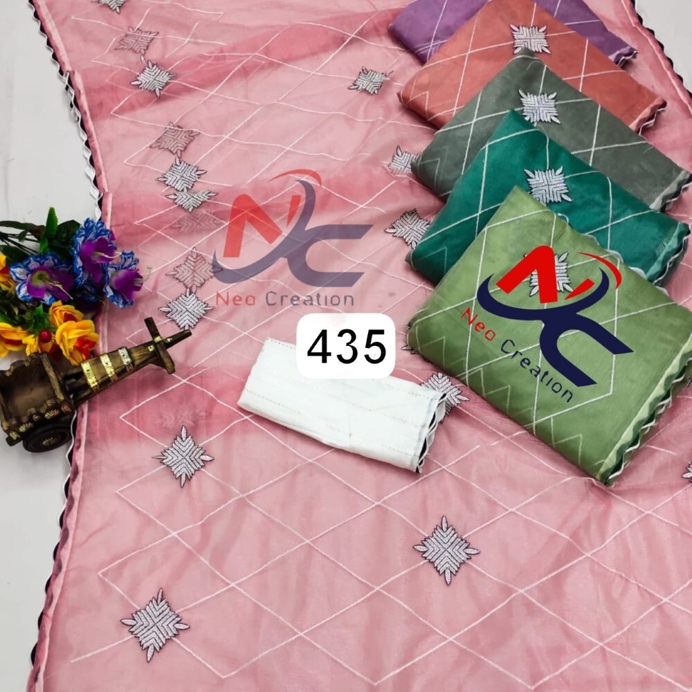 Muslin Silk Saree - 6.30 Meter Length, Full Fancy Unstitched Blouse Piece | Light In Weight, Quick Dry, Washable, Embroidered Net Design