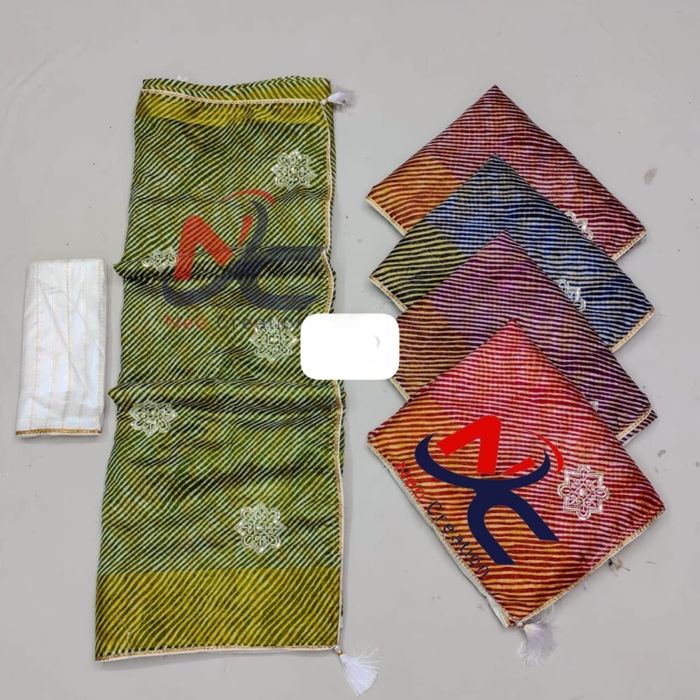 Kashmiri Saree - Embroidered Fabric, 6.30 Feet Length, Full Fancy 6 Color Set | Washable, Quick Dry, Lightweight, Unstitched Blouse Piece, Traditional Use
