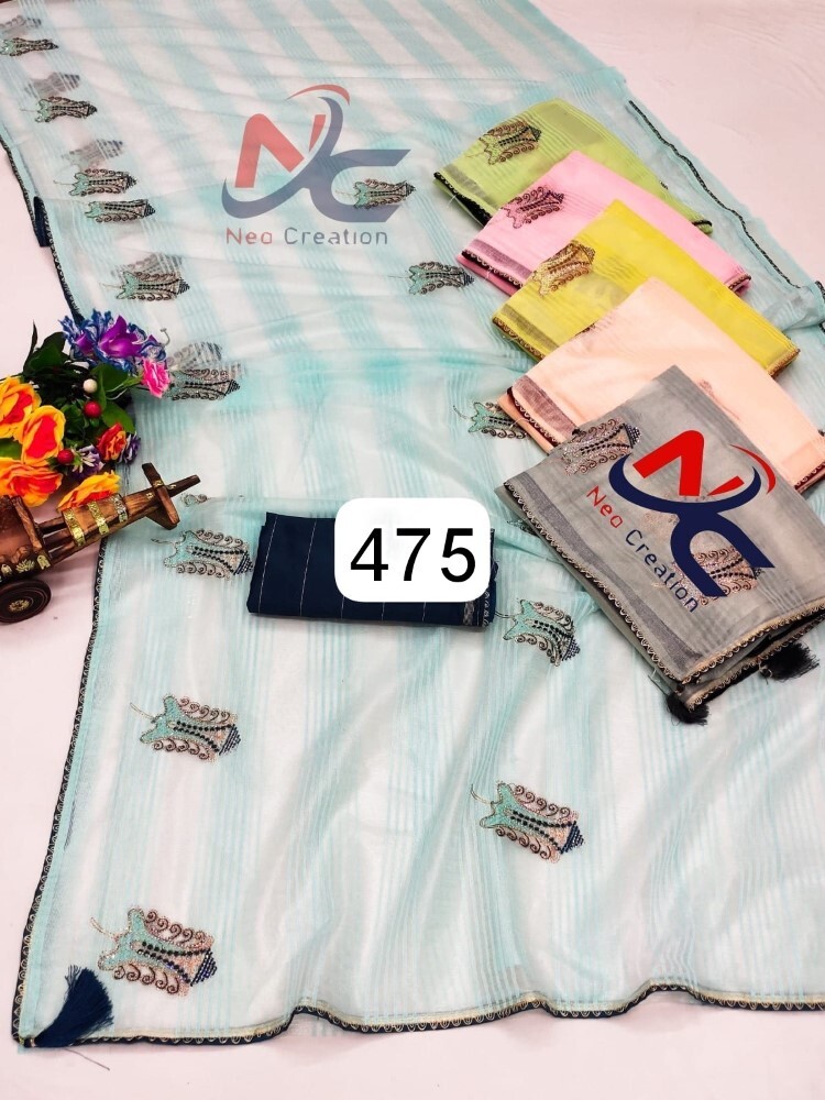 Katan Silk Sarees - 6 Color Set, 6.30 Meter Length Fancy Saree With Unstitched Blouse Piece, Light Weight, Quick Dry, Embroided Pattern