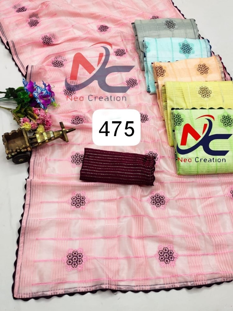 Katan Silk Sarees - 6 Color Set, 6.30 Meter Length Fancy Saree With Unstitched Blouse Piece, Light Weight, Quick Dry, Embroided Pattern