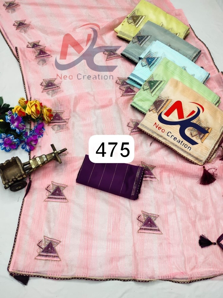 Katan Silk Sarees - 6 Color Set, 6.30 Meter Length Fancy Saree With Unstitched Blouse Piece, Light Weight, Quick Dry, Embroided Pattern