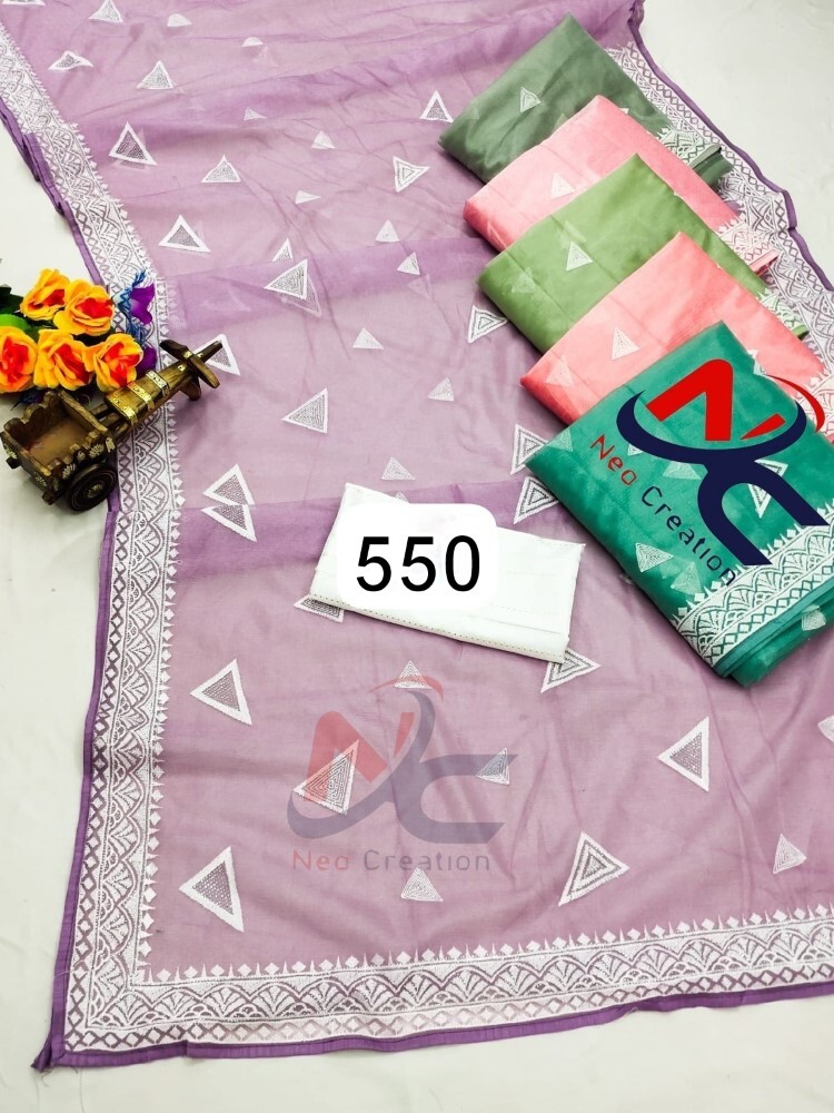 Nylon Sarees - 6.30 Meter Length, Full Fancy Collection | Light Weight, Quick Dry, Washable, Unstitched Blouse Piece, Embroidered Design
