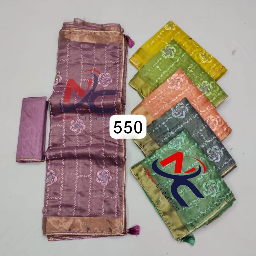 Nylon Sarees - 6.30 Meter Length, Full Fancy Collection | Light Weight, Quick Dry, Washable, Unstitched Blouse Piece, Embroidered Design