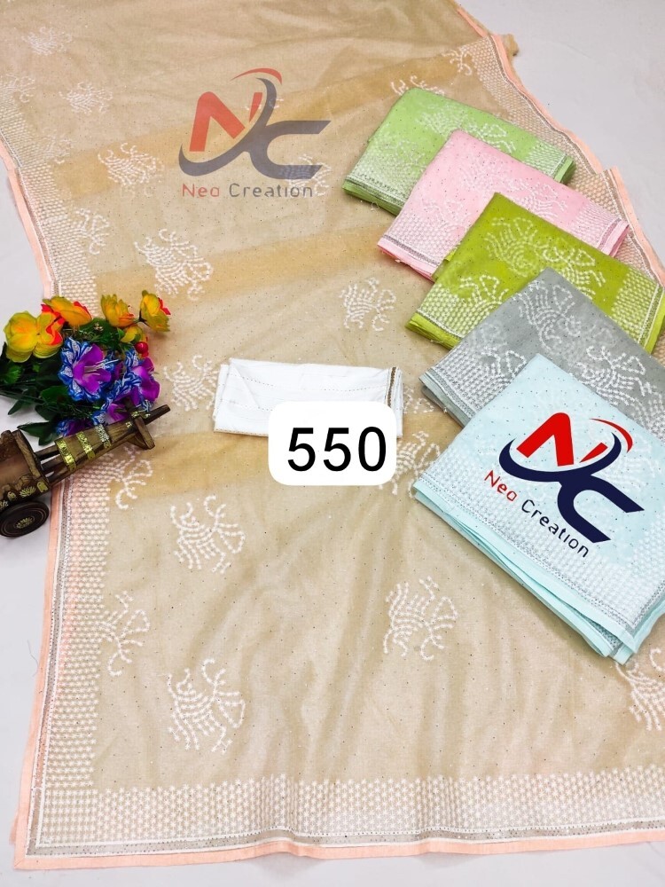 Nylon Sarees - 6.30 Meter Length, Full Fancy Collection | Light Weight, Quick Dry, Washable, Unstitched Blouse Piece, Embroidered Design