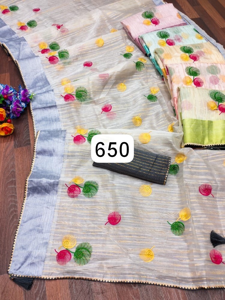 Pochampally Silk Saree - 6 Color Set, Full Fancy Regular And Occasion Wear With Unstitched Blouse Piece | Printed Texture, Washable, Quick Dry, Light In Weight