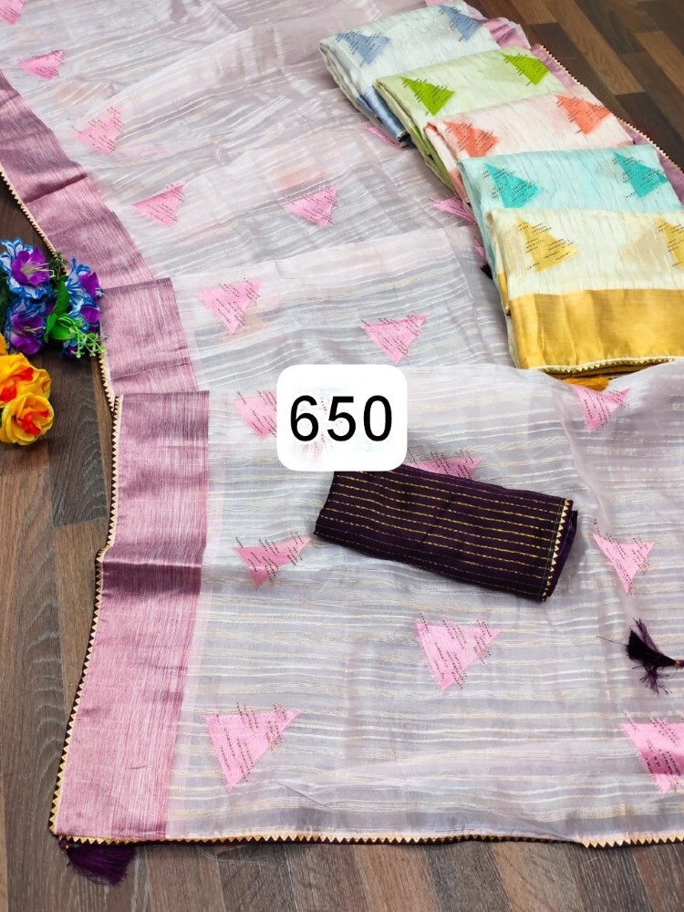 Pochampally Silk Saree - 6 Color Set, Full Fancy Regular And Occasion Wear With Unstitched Blouse Piece | Printed Texture, Washable, Quick Dry, Light In Weight