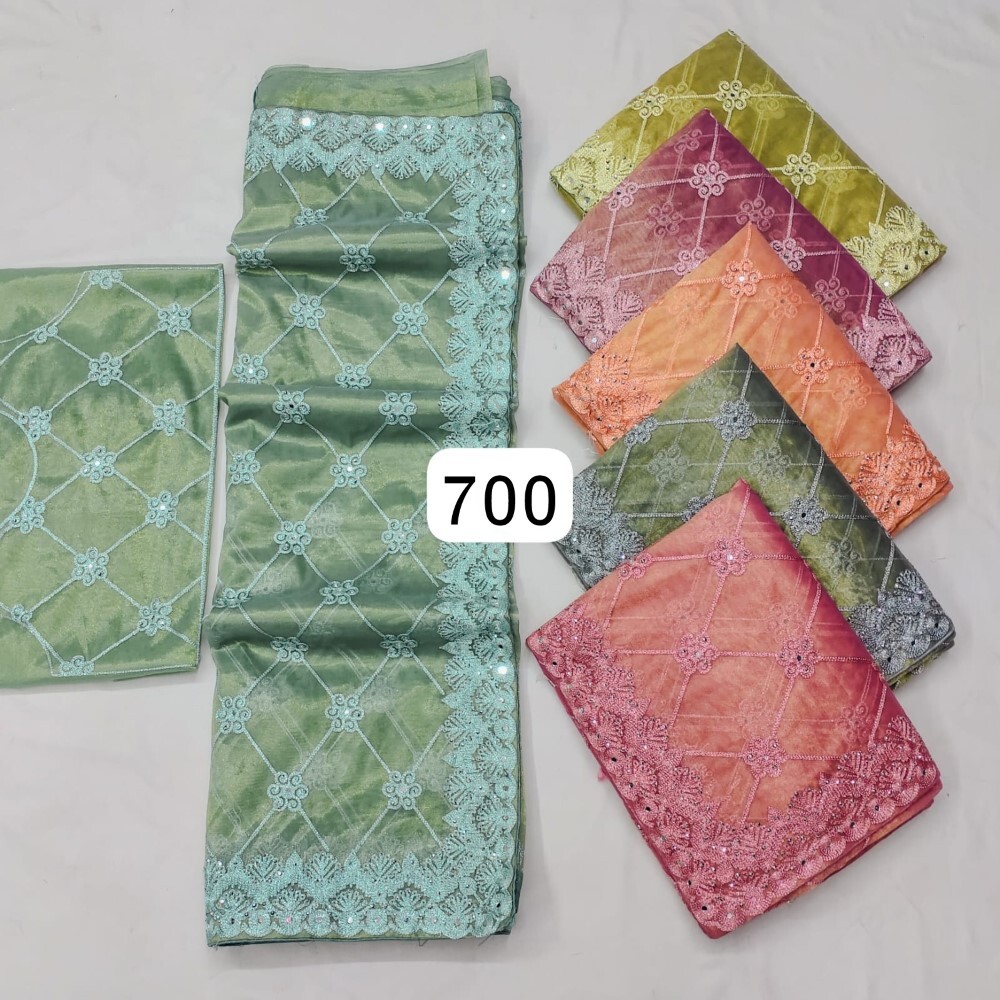 Fancy Embroidered Saree - 6 Color Set, 6.30 Meter Length, Unstitched Blouse Piece | Light Weight, Quick Dry, Washable, Ideal For Regular And Occasion Wear