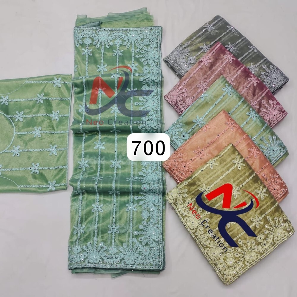 Fancy Embroidered Saree - 6 Color Set, 6.30 Meter Length, Unstitched Blouse Piece | Light Weight, Quick Dry, Washable, Ideal For Regular And Occasion Wear