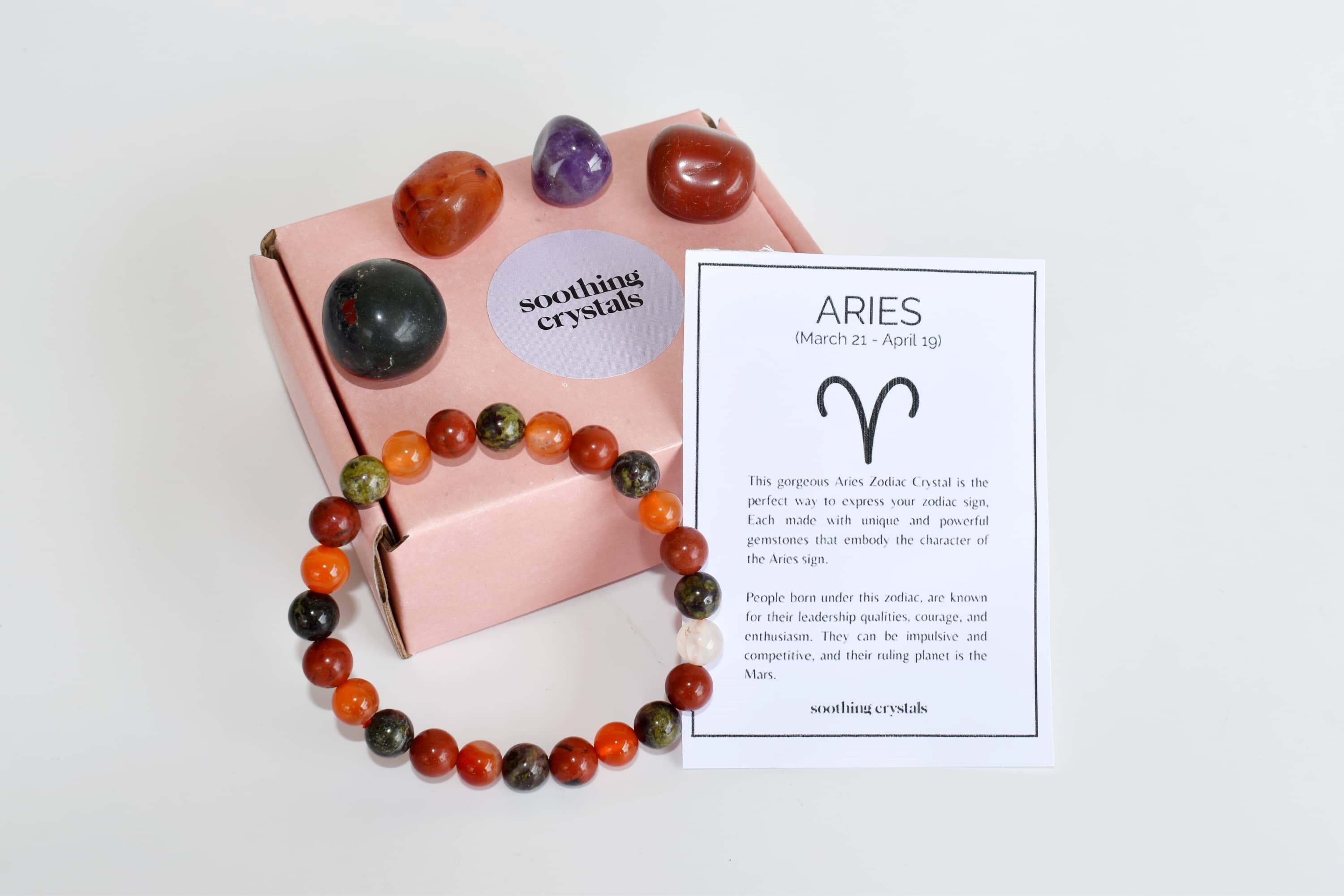 Aries Zodiac Crystal Kit, Gemstone Zodiac Gift Set - Grade: Aaa