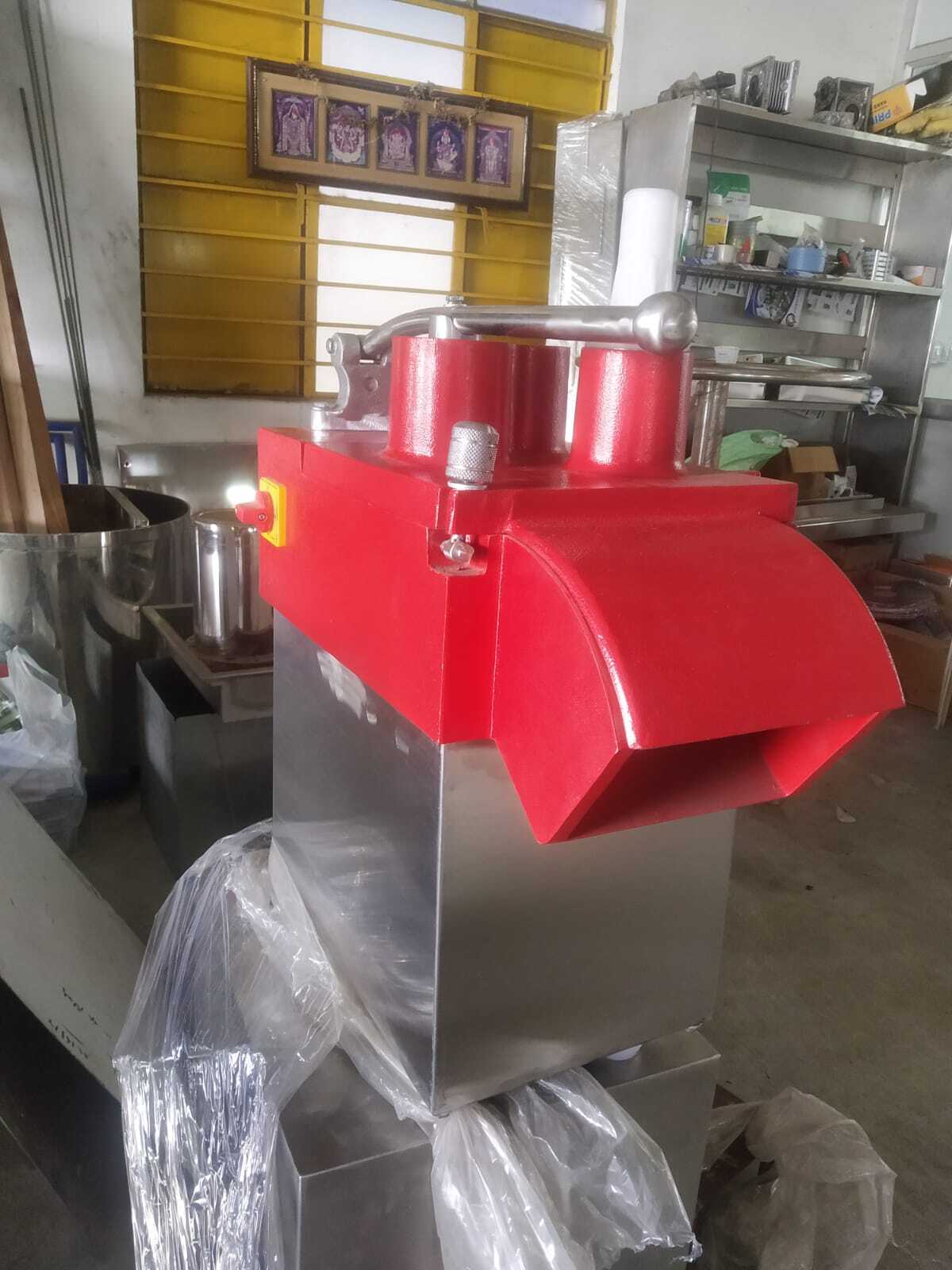 Vegetable Cutting Machine - Stainless Steel, Red Color, Semi-automatic, Electric Power, 34 Kg Weight | 8 Blade & Mini Options Available, 1 Year Warranty