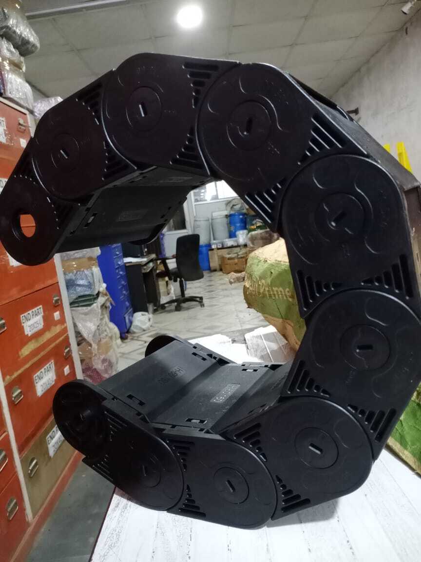 Cable Drag Chain - Nylon-66, 60x200mm, Black | 1-year Warranty, Square Hole Shape, Ready Stock, Semi Closed Design