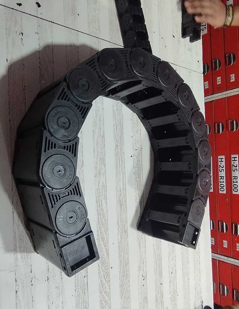 Cable Drag Chain - Nylon-66, 60x200mm, Black | 1-year Warranty, Square Hole Shape, Ready Stock, Semi Closed Design