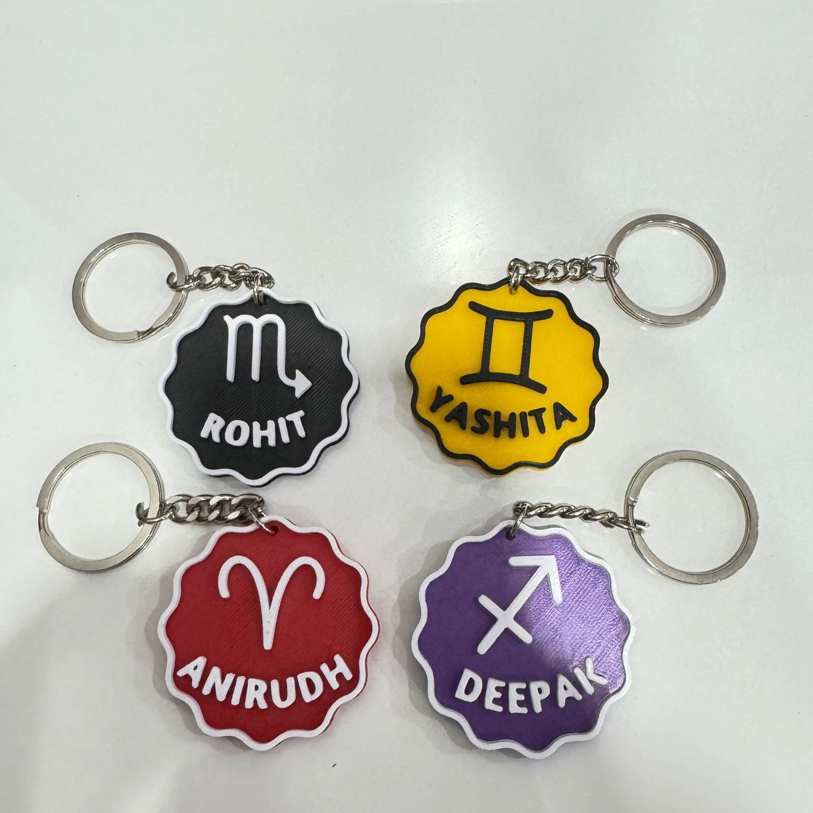 Customized 3d Matrix Spiritual Symbol Keychain - Durable Plastic With Steel Plating, Multicolor Options, Modern Indian Style, Chrome Finish