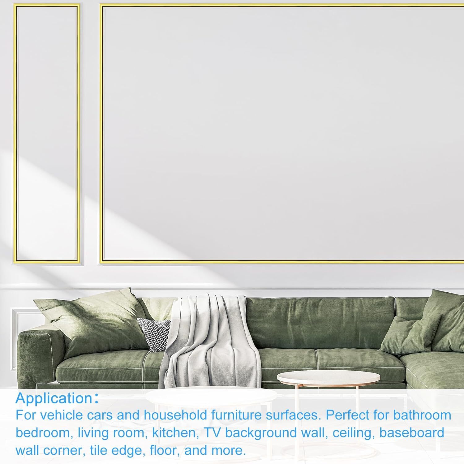 Golden Peel And Stick Edge Trim - 20ft Long 0.35" Wide | High Quality Pvc Flexible Design Premium Gold Finish