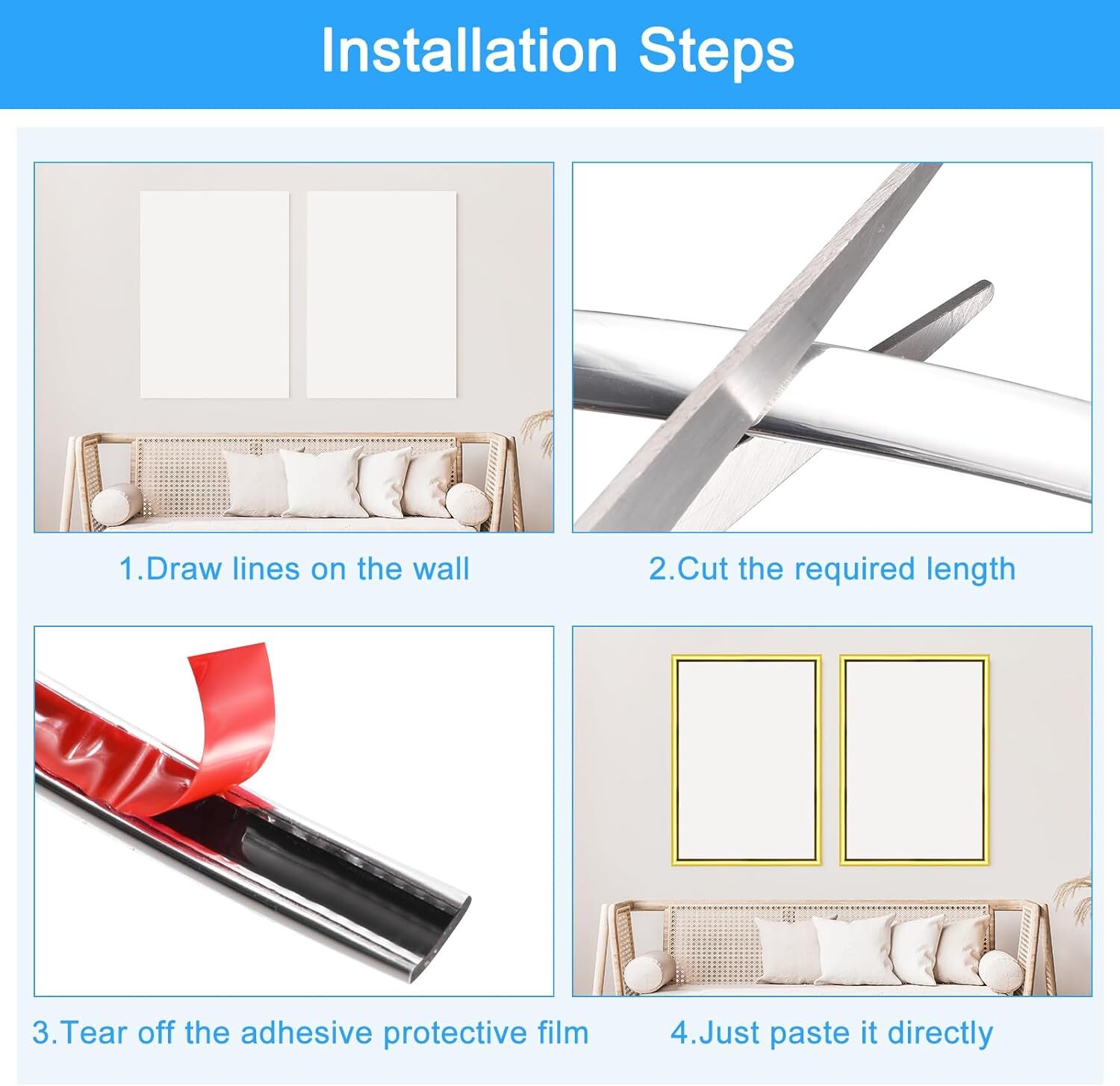 Silver Tape - Pvc Material, 300cm Length, 10mm Width | Universal Fit, Easy Installation, Protects Against Bumps And Scratches