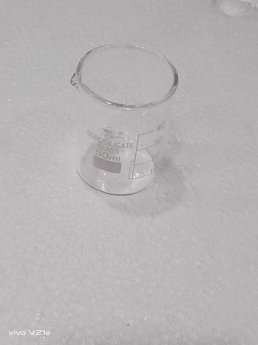 Glass Beaker - Glass, 50 Milliliters, Transparent | Fine Finish, Light Weight, Scratch Resistant, Ideal For Chemical Laboratories