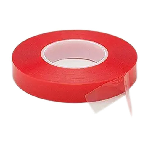 Double Sided Polyester Tape - Transparent Polyester Film, Cut Roll Size, Clear With Red Liner | Pressure Sensitive Adhesive, Elevated Temperature Resistance, Ideal For Automotive And Furniture Applications