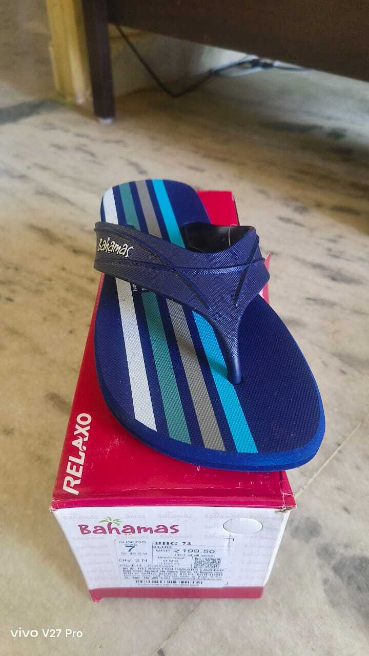 Flip Flop - Pvc, Size 7, Blue | Lightweight, Durable, Stylish, Comfortable, Textured Pattern In Box Packaging