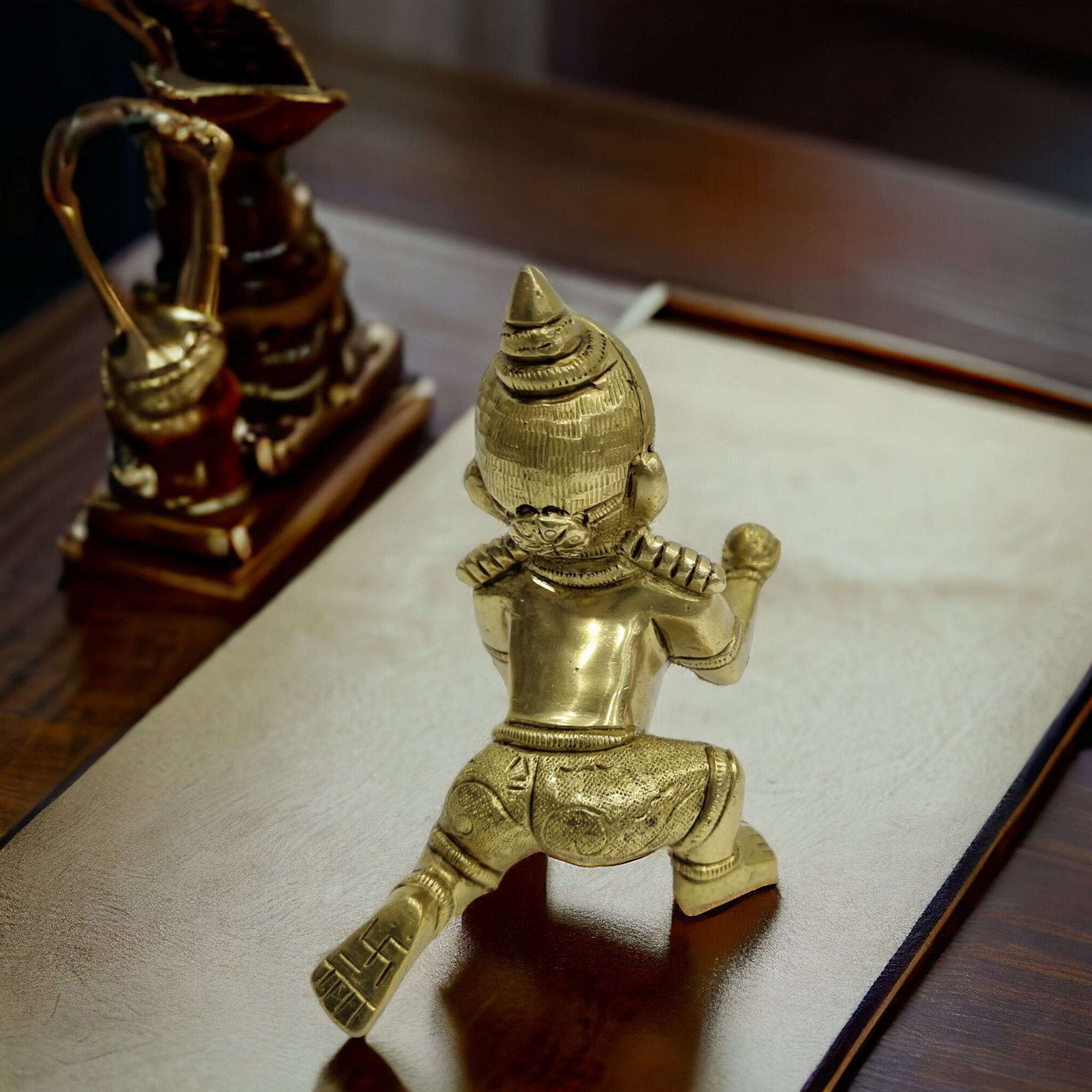 Laddu Gopal Ji Murti Brass Bal Gopal Idol, Thakur Ji Religious Statues - Color: Yellow