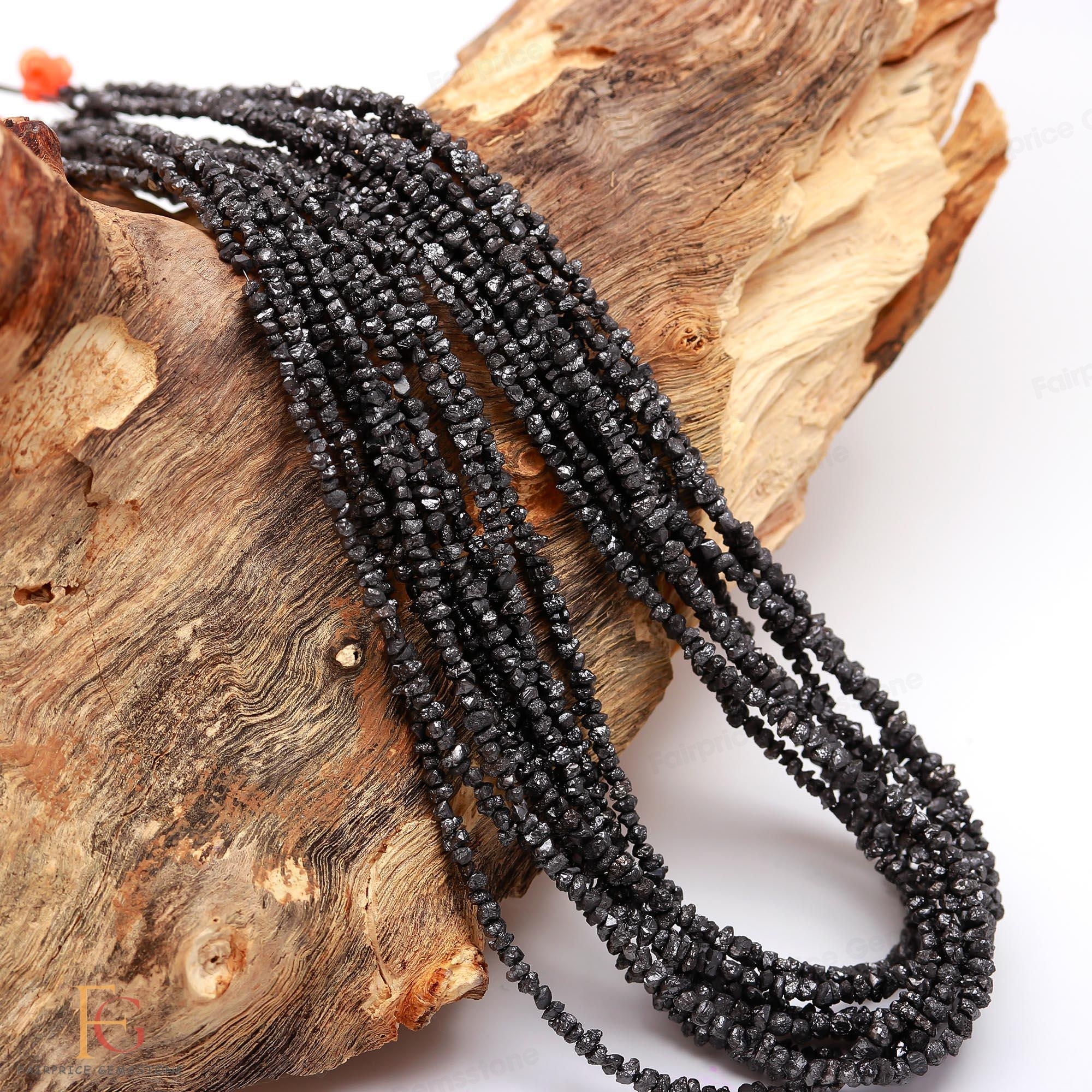 Natural Black Diamond Raw Beads, Rough Diamond Beads, Excellent