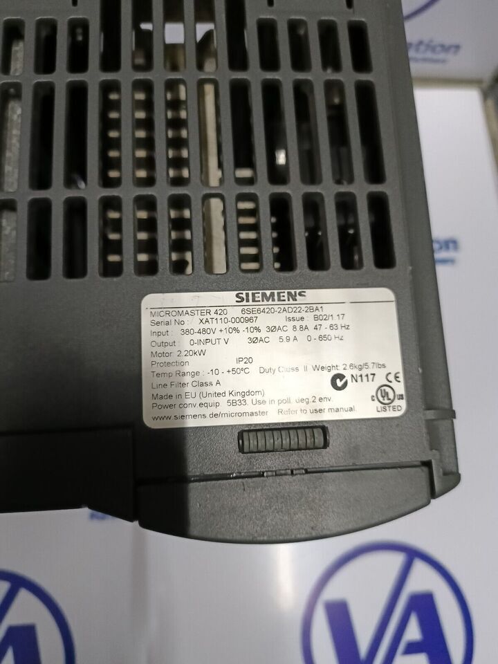 Automation Siemens 6se6420-2ad22-2ba1 Micromaster 420 2.2kw 3hp 3phase Ac Drive