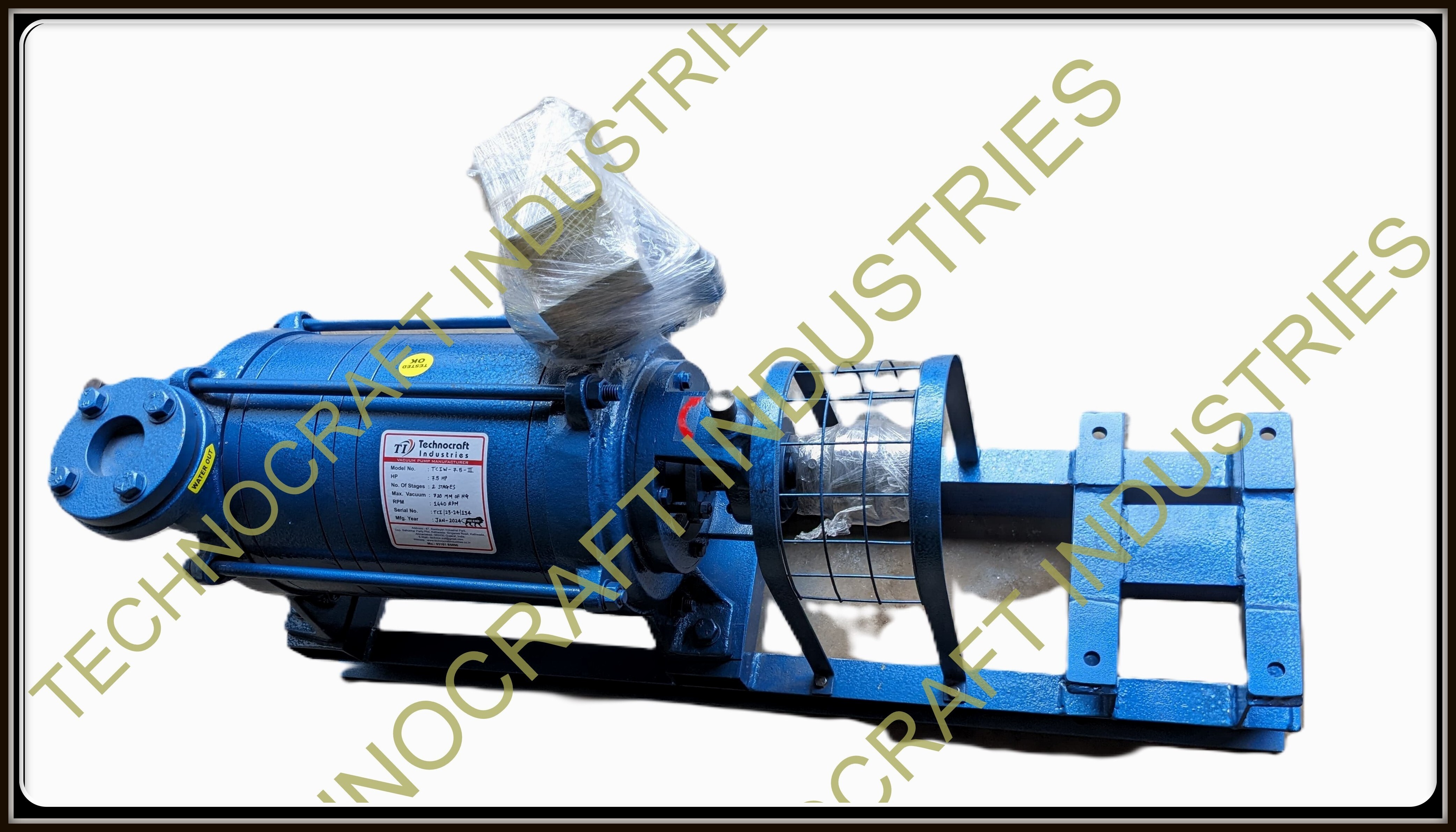 Water Ring Vacuum Pump - 50-1080 Cubic Meter Flow Rate, 720 Mm Hg Max Suction, Electric Power, Gland Packing Or Mechanical Seal