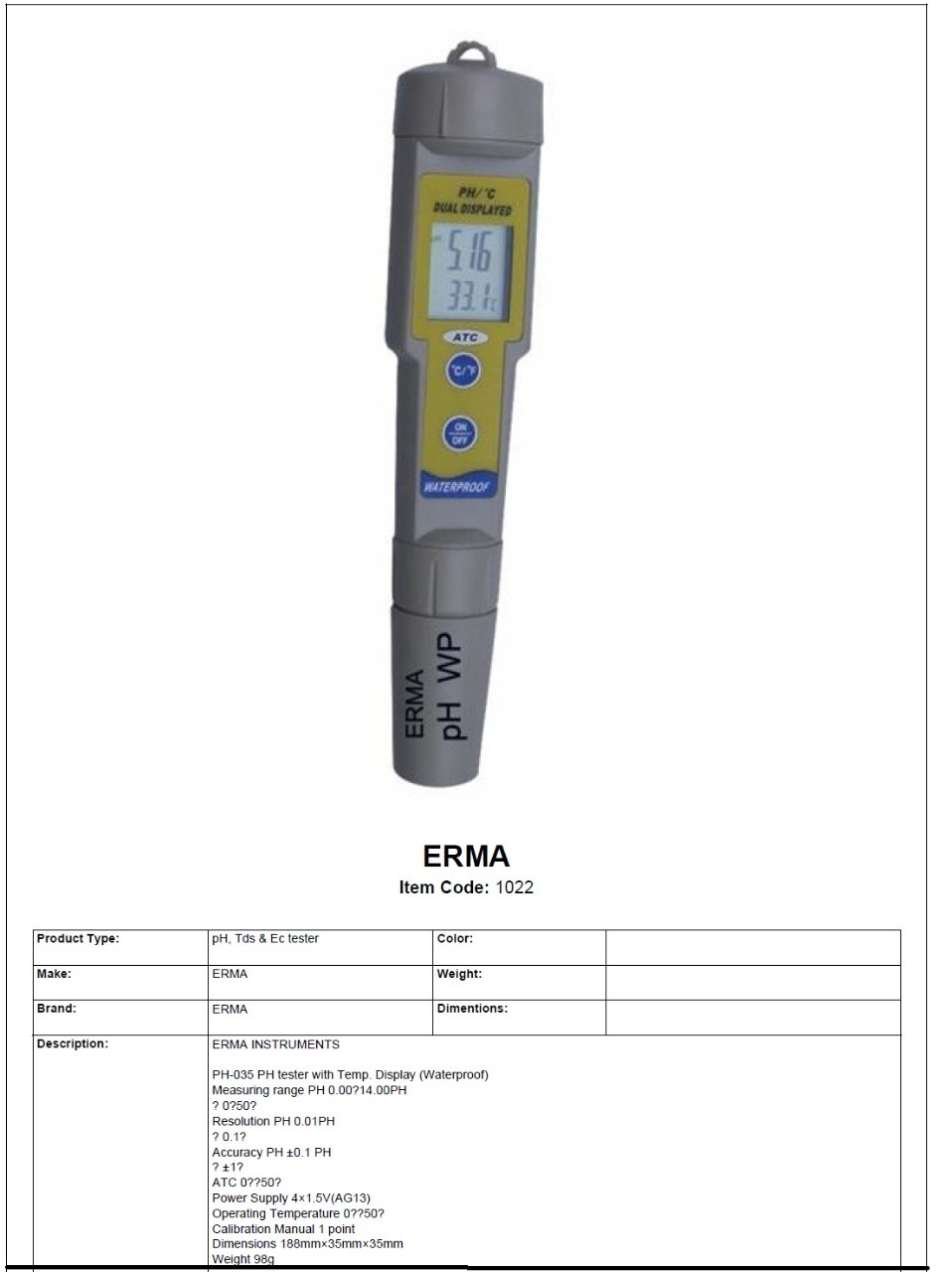 Ph Meter - Plastic Material | Industrial Water Testing Device For Accurate Ph Measurement In Various Industrial Applications