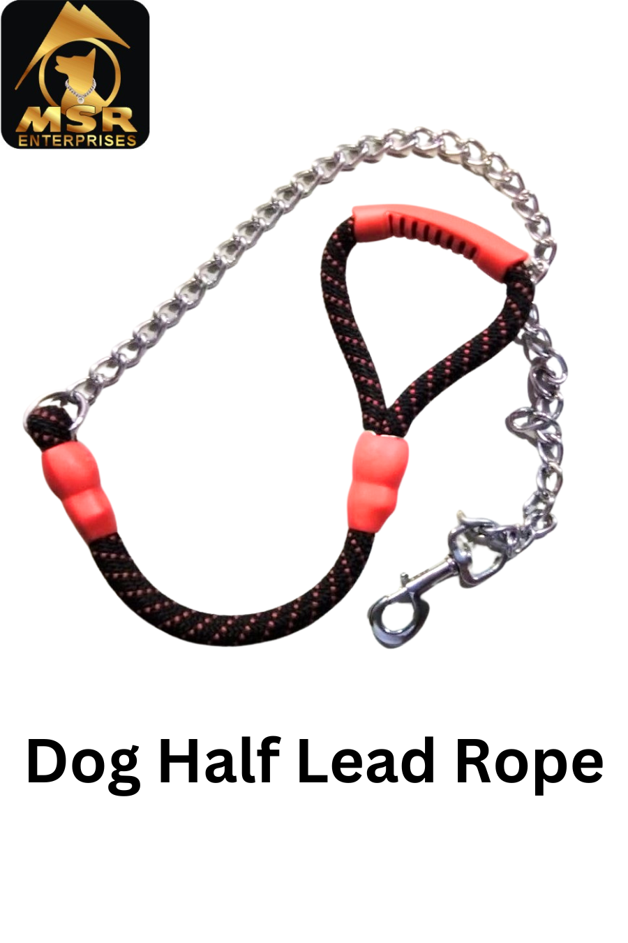 Dog Color Half Lead Chain / Brass Hook With Reflective Half Rope (Nylon) - Nylon Material, Sizes 6/9/12/15/18/22, Multi-color, High Quality