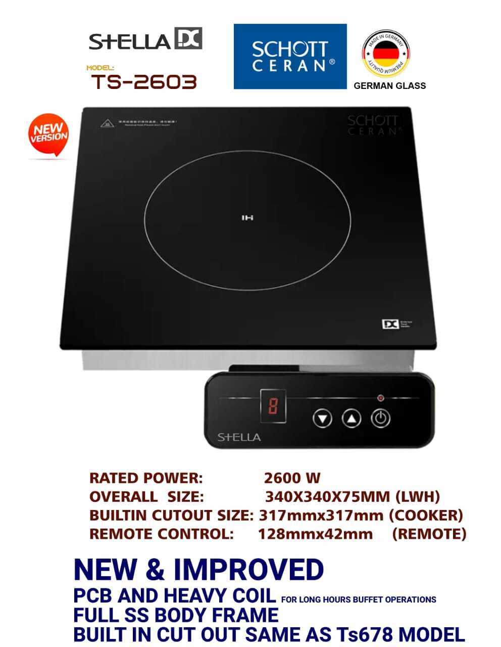 Ts26c03 Schott Ceran Stella Dx Drop In Induction Application: Commercial Hote
